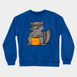 Chubby Raccoon with Cheesy Chips Crewneck Sweatshirt